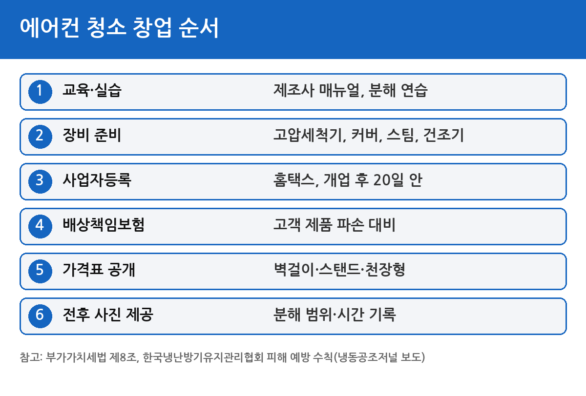 에어컨 청소 창업 순서 교육 장비 사업자등록 배상책임보험 가격표 전후 사진 - 에어컨 청소로 돈 버는 방법