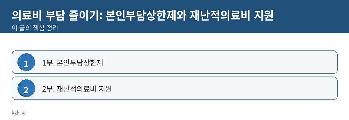의료비 부담 줄이기: 본인부담상한제와 재난적의료비 지원 핵심 정리 표