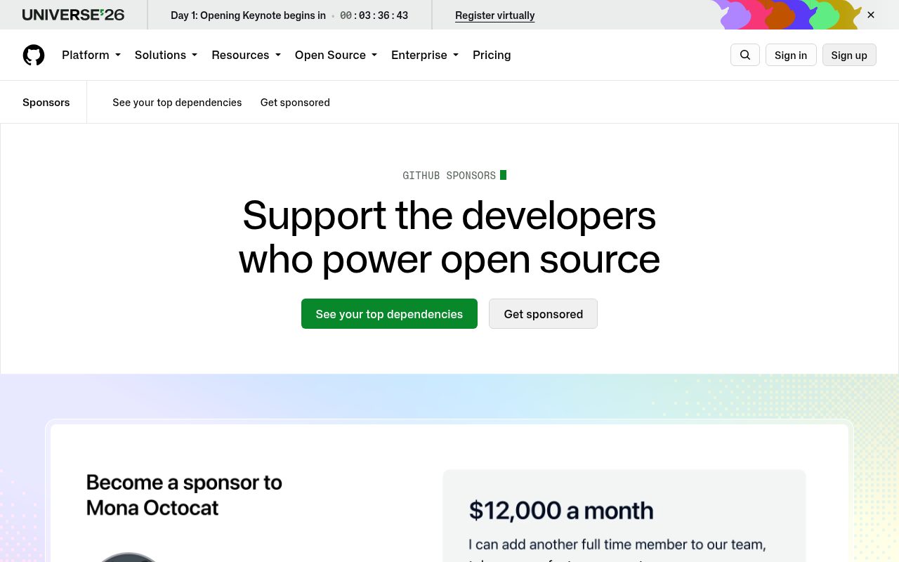 GitHub Sponsors public page