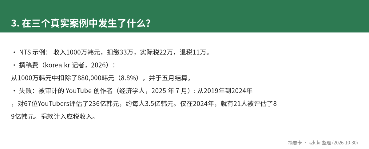 3. 在三个真实案例中发生了什么？