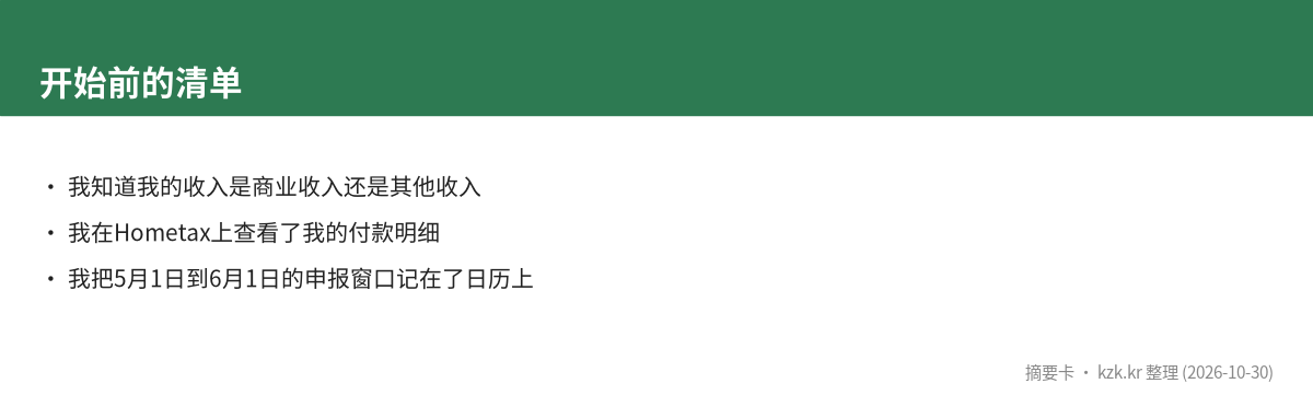 开始前的清单